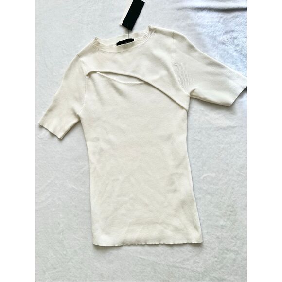 Lea & Viola cream color peekaboo knit top - Picture 6 of 11